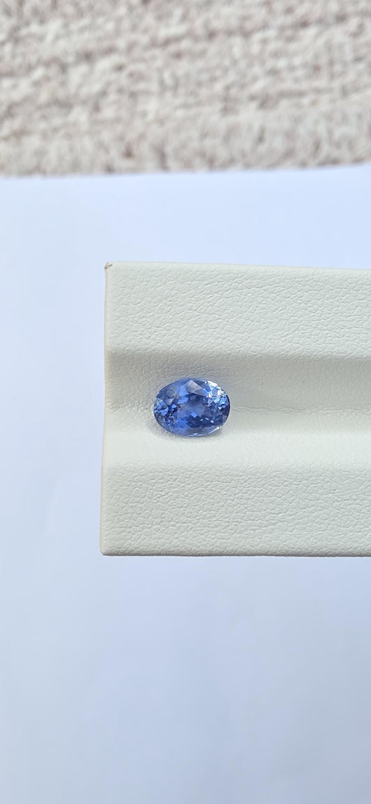 Natural Ceylon Blue Sapphire: 1.59ct Oval, Unheated, Lab Certified (7.8x5.9x4mm)