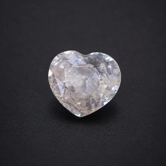 White Saphhire ( Colourless) : 1.73 crt, Non- Heated, Non-Treated, Heart Shaped Cut, 7.05x7.89x3.90 mm.