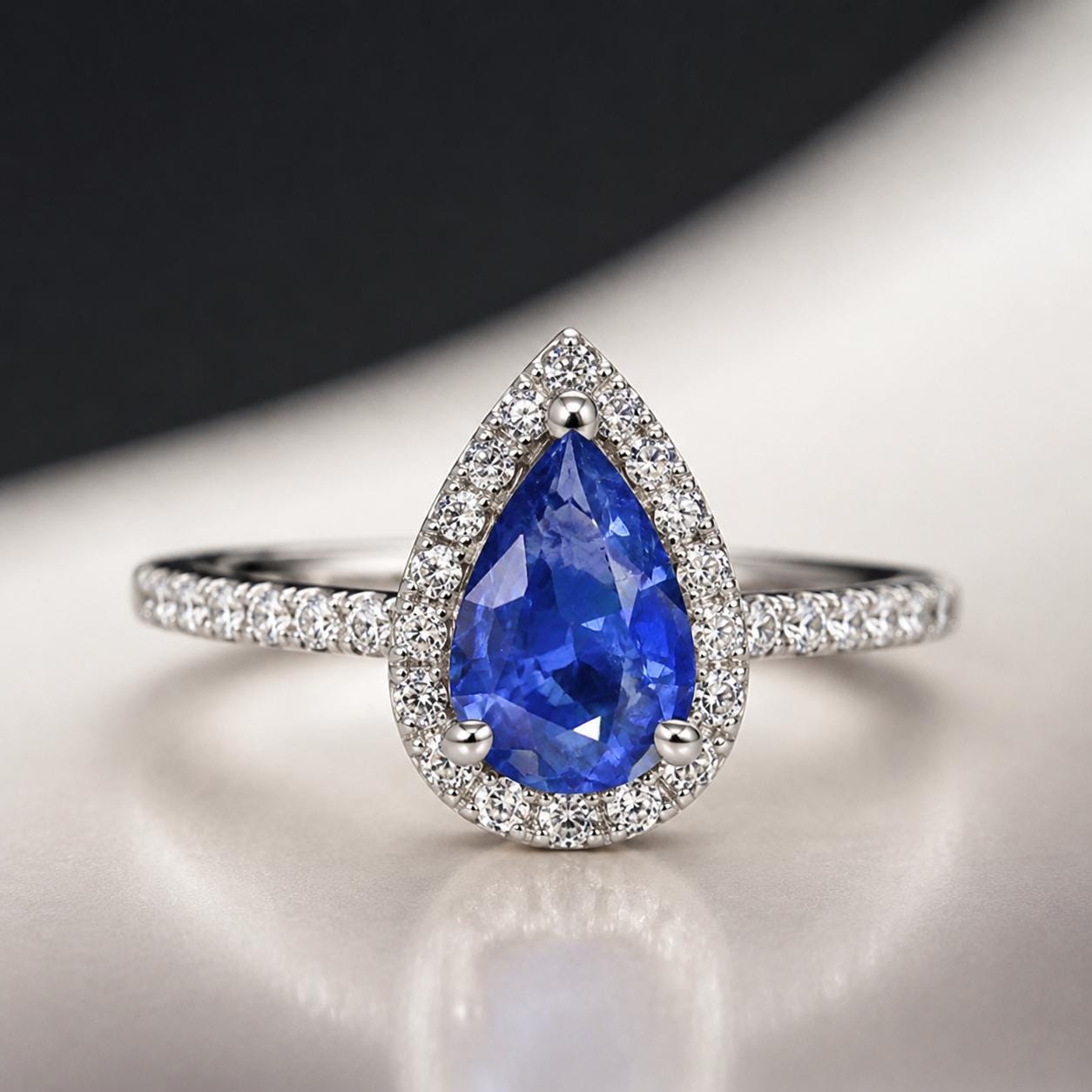 Ceylon Blue Sapphire: Vivid Blue, 0.75 crt, Non-Heated, Non-Treated, 6.76x5.09x3.24 mm, Pear Shape, From Sri Lanka, Eye Clean Stone
