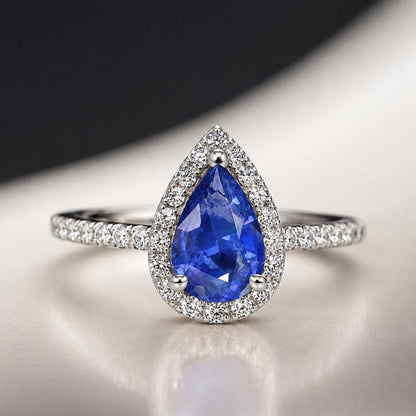 Ceylon Blue Sapphire: Vivid Blue, 0.75 crt, Non-Heated, Non-Treated, 6.76x5.09x3.24 mm, Pear Shape, From Sri Lanka, Eye Clean Stone