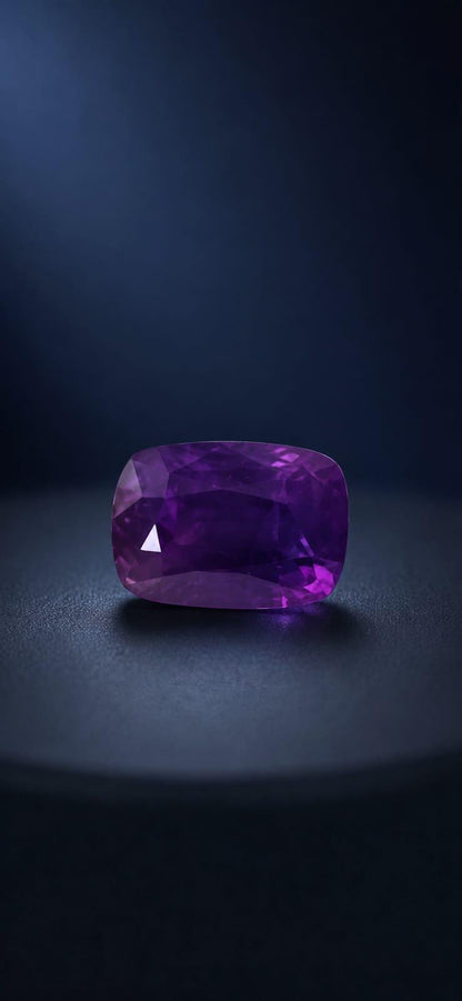 Natural Ceylon Purple Sapphire: 2.25 ct, Non-Heated, Silky Finish (8.48×5.88×4.54 mm)