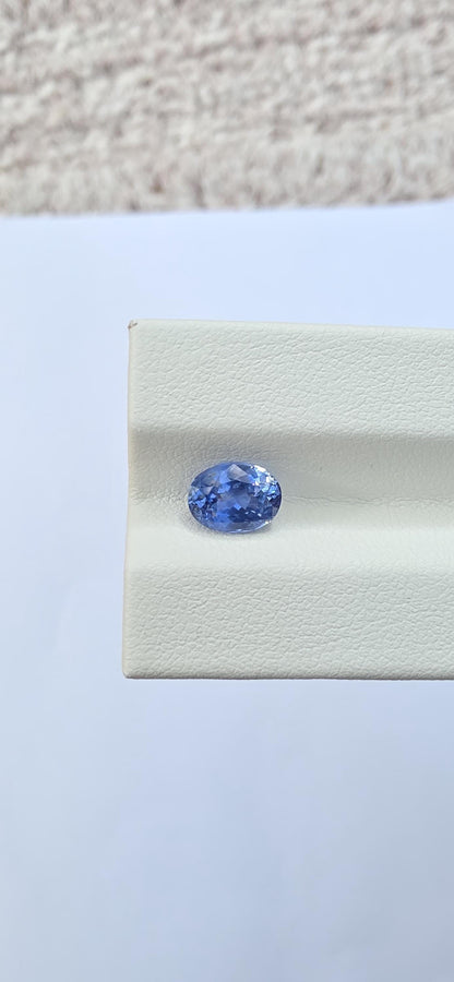 Natural Ceylon Blue Sapphire: 1.59ct Oval, Unheated, Lab Certified (7.8x5.9x4mm)