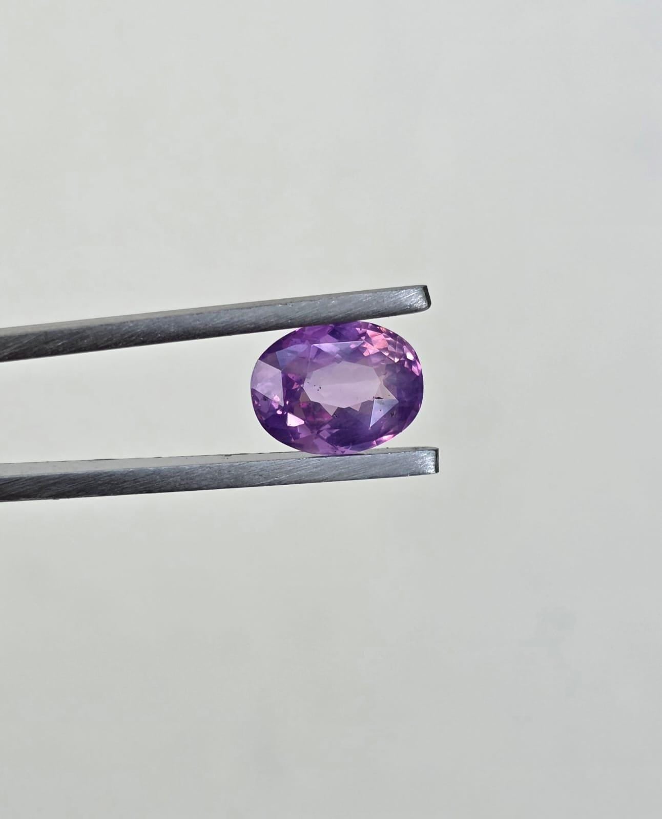 Ceylon Pink Sapphire: 2.19ct Oval, Violetish Hue, Unheated, Untreated Gemstone