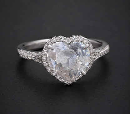 White Saphhire ( Colourless) : 1.73 crt, Non- Heated, Non-Treated, Heart Shaped Cut, 7.05x7.89x3.90 mm.