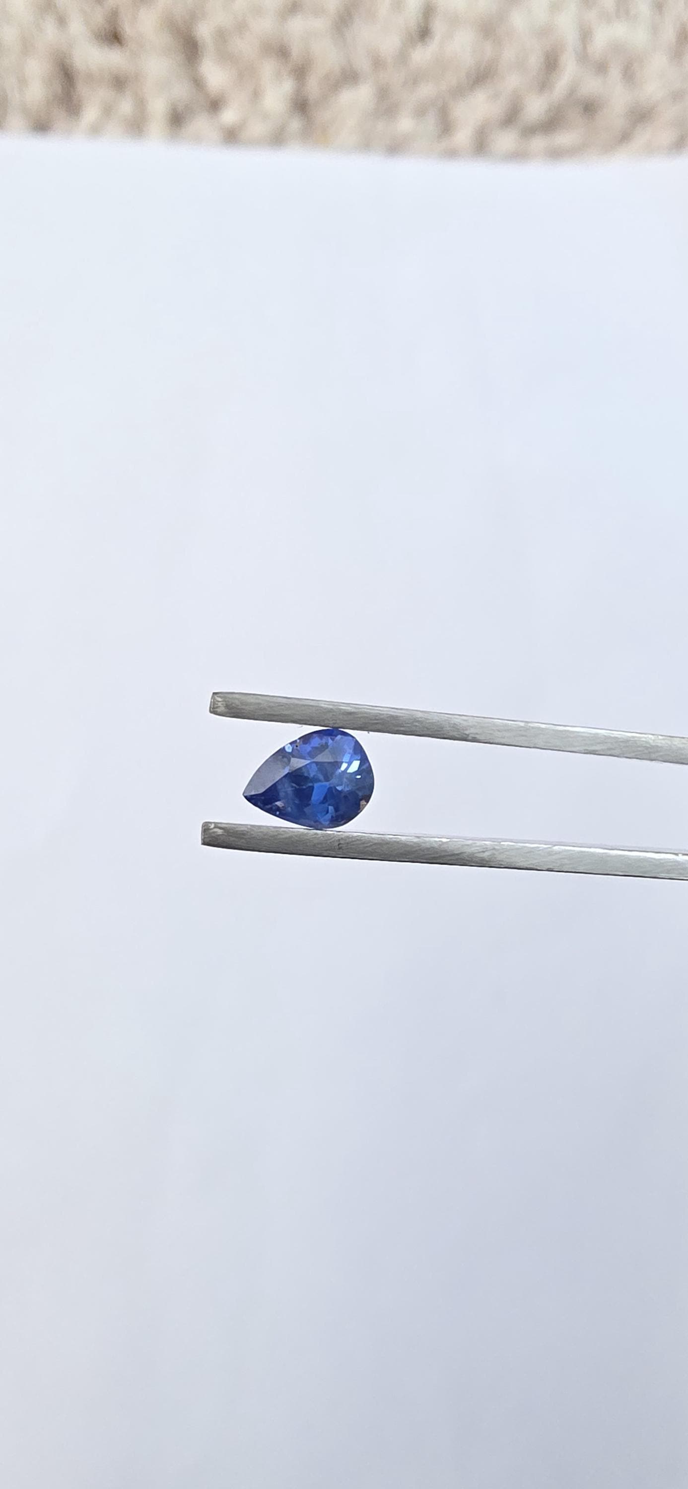 Ceylon Blue Sapphire: Vivid Blue, 0.75 crt, Non-Heated, Non-Treated, 6.76x5.09x3.24 mm, Pear Shape, From Sri Lanka, Eye Clean Stone