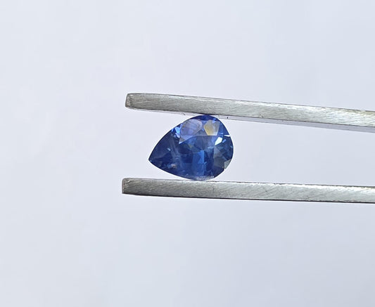 Ceylon Blue Sapphire: Vivid Blue, 0.75 crt, Non-Heated, Non-Treated, 6.76x5.09x3.24 mm, Pear Shape, From Sri Lanka, Eye Clean Stone