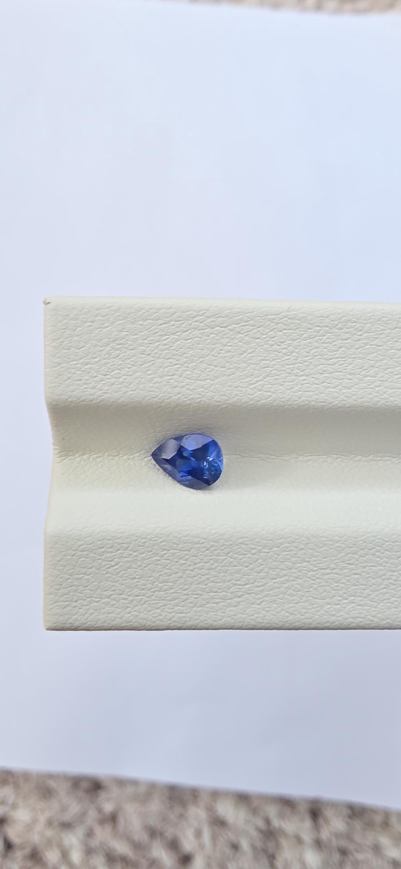 Ceylon Blue Sapphire: Vivid Blue, 0.75 crt, Non-Heated, Non-Treated, 6.76x5.09x3.24 mm, Pear Shape, From Sri Lanka, Eye Clean Stone