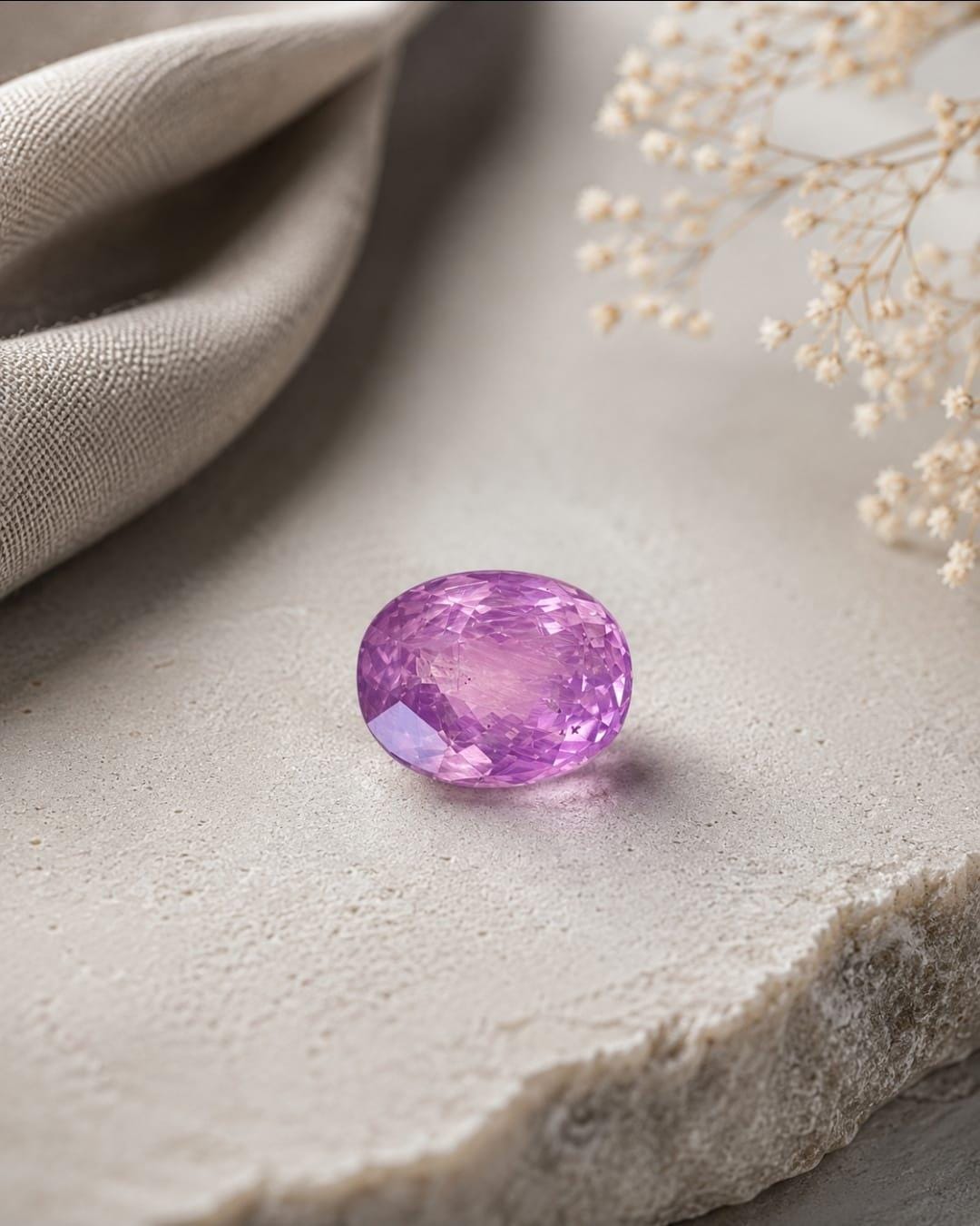 Ceylon Pink Sapphire: 2.19ct Oval, Violetish Hue, Unheated, Untreated Gemstone