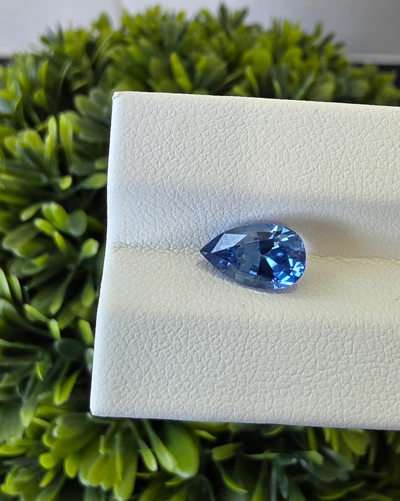 Ceylon Blue Sapphire: Pear Cut, 2.15 Carat, Unheated Sri Lankan Gemstone