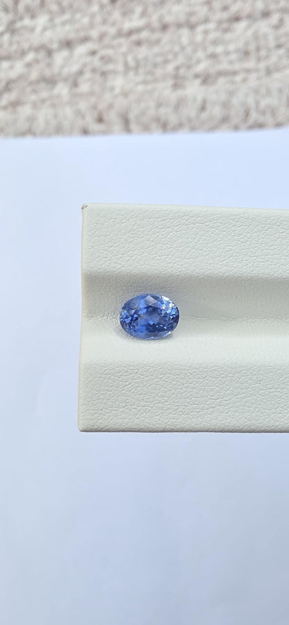 Natural Ceylon Blue Sapphire: 1.59ct Oval, Unheated, Lab Certified (7.8x5.9x4mm)