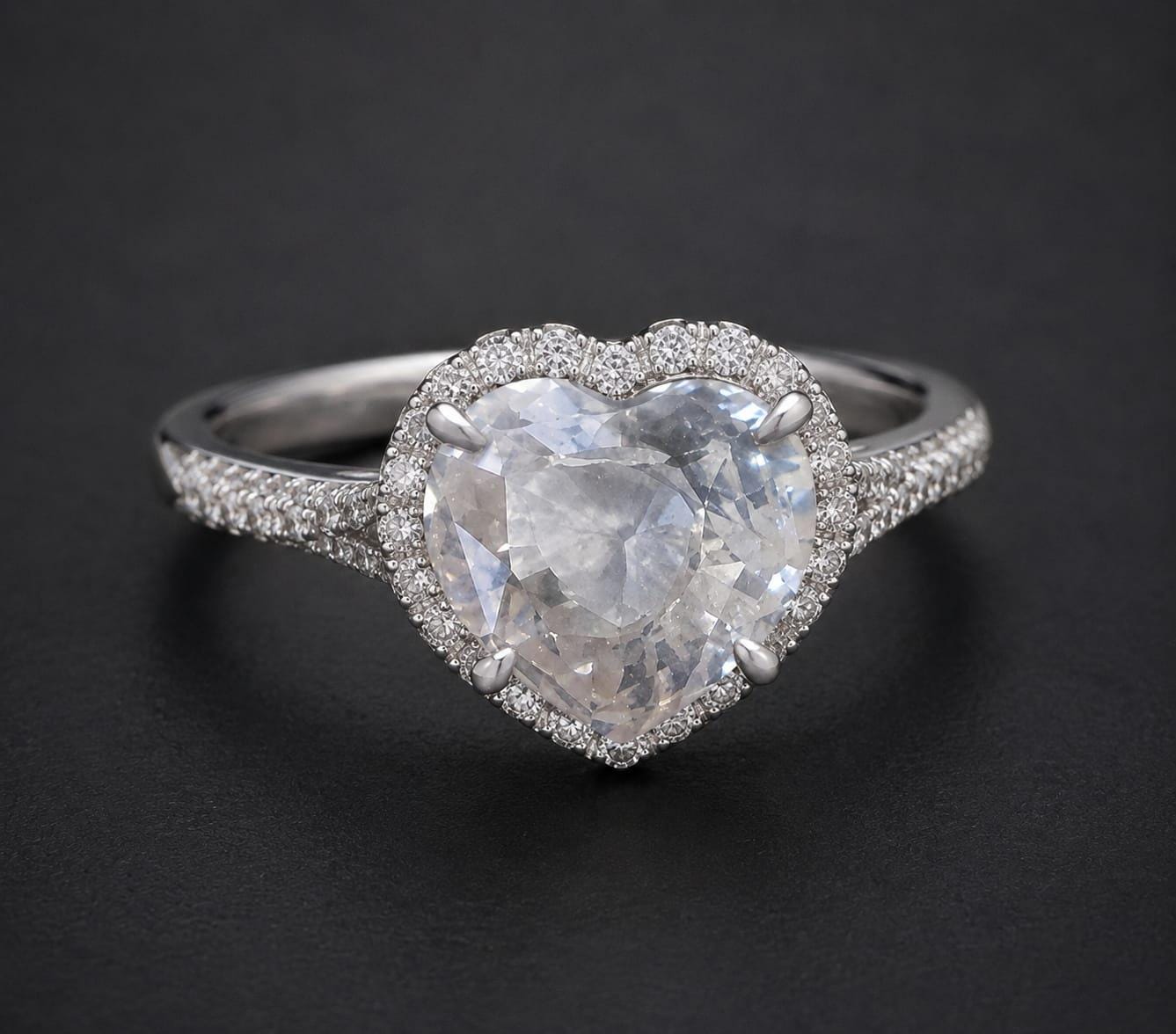 White Saphhire ( Colourless) : 1.73 crt, Non- Heated, Non-Treated, Heart Shaped Cut, 7.05x7.89x3.90 mm.