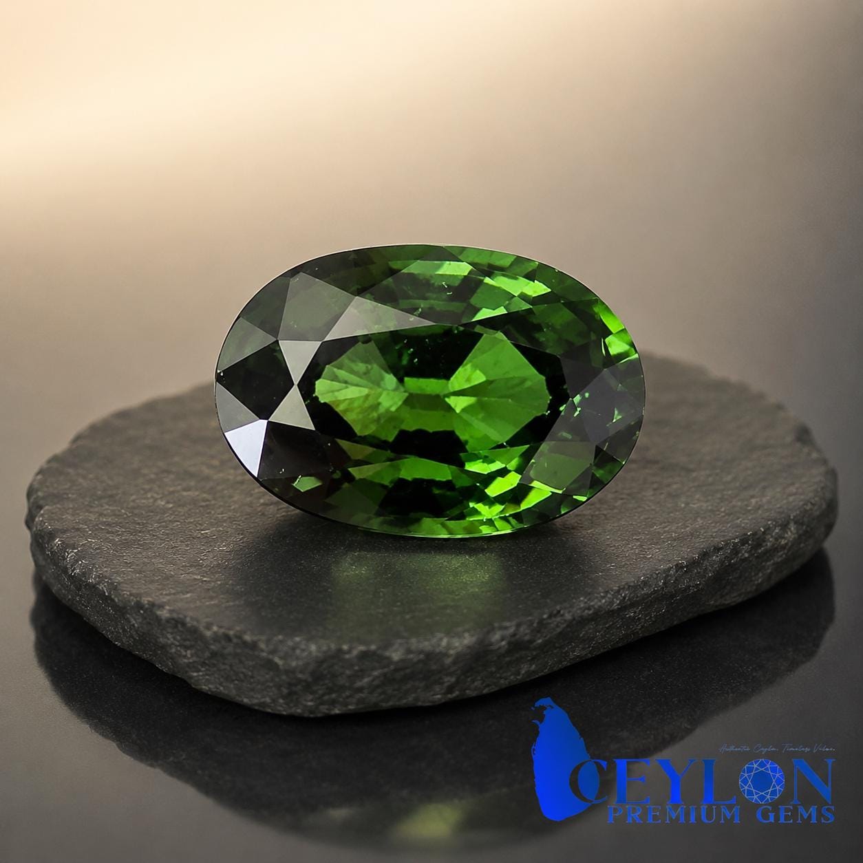 Ceylon Natutal Green Zircon: 3.72 crt, Non-Heated ,Non-Treated, 11.40 × 7.34 × 5.28 mm, Oval Shape, Eye Clean, From Sri Lanka.