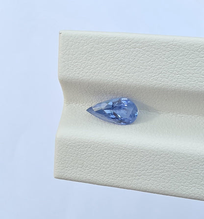 Ceylon Blue Sapphire: 1.41 crt, Non-Heated, Non-Treated, Pear Shaped, 10.04x5.20x3.69 mm From Sri Lanka
