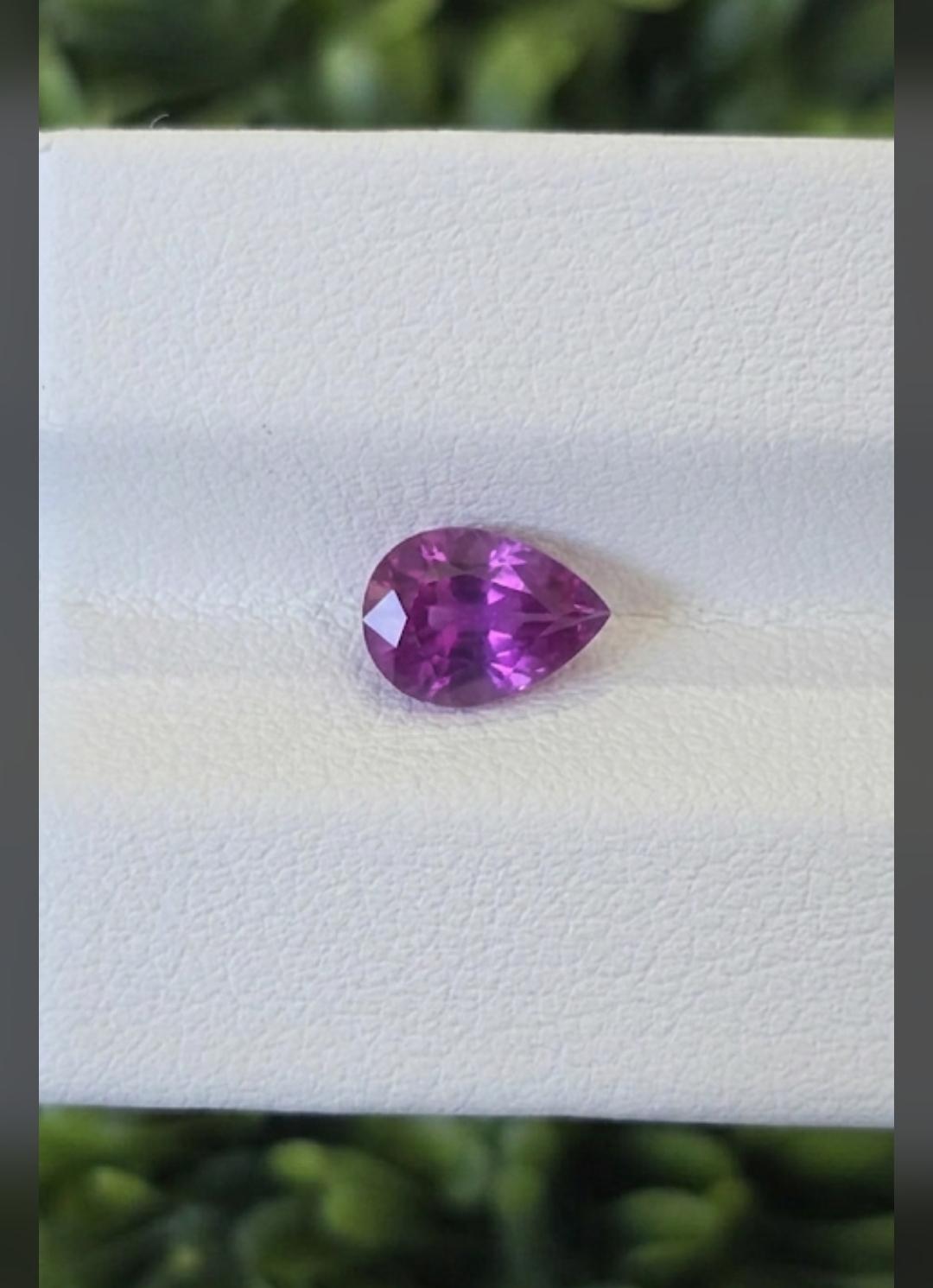 Ceylon Pink Sapphire: From Sri Lanka, 0.92 crt, Non-Heated , Non-Treated, Pear Shaped, 6.54 × 5.09 × 3.55 mm, Eye Clean