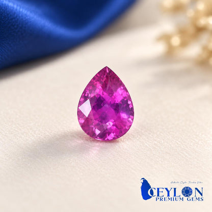 Ceylon Pink Sapphire: From Sri Lanka, 0.92 crt, Non-Heated , Non-Treated, Pear Shaped, 6.54 × 5.09 × 3.55 mm, Eye Clean