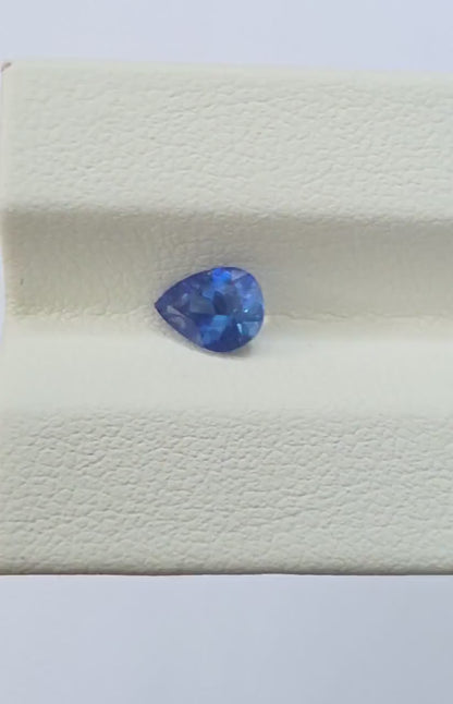 Natural Sri Lankan Blue Sapphire: Vivid Pear Shape, 0.75 Carat, Eye Clean