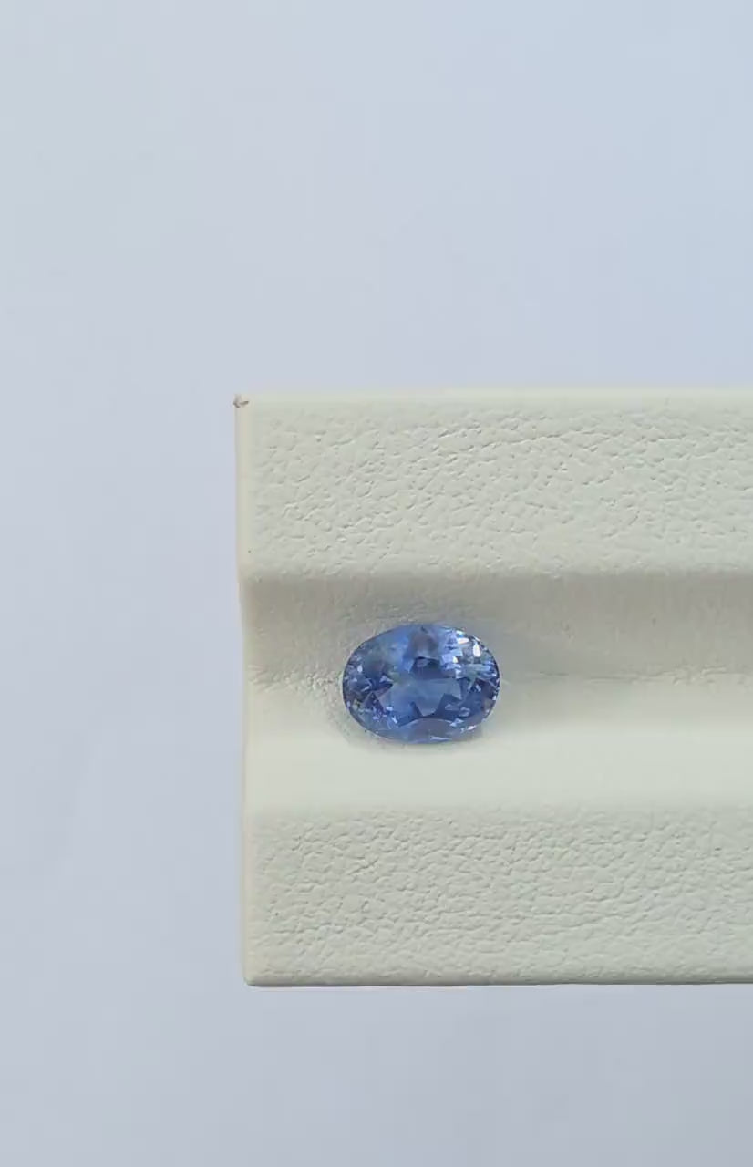 Natural Ceylon Blue Sapphire: 1.59ct Oval, Unheated, Lab Certified (7.8x5.9x4mm)